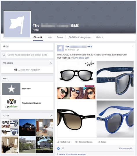 fake ray ban spam on facebook